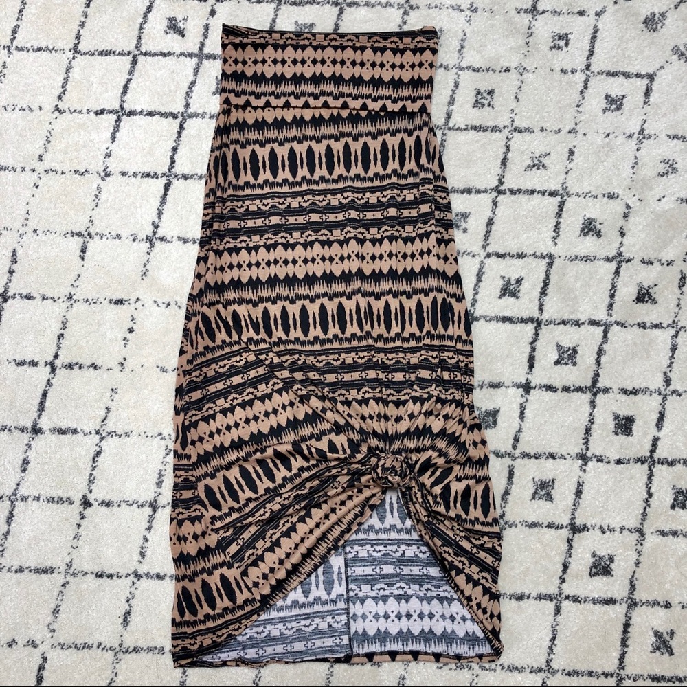 Black and Tan Tribal Maxi Skirt
